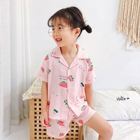 Bộ cộc tay lanh cho bé gái thời trang trẻ em cao cấp Hàn Quốc quần áo trẻ em mùa hè đẹp giá rẻ HD008 - HD008 Dưa hấu - 110