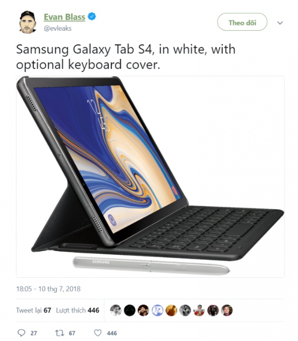 Vừa xuất hiện hình ảnh rò rỉ mới của chiếc máy tính bảng Galaxy tab S4